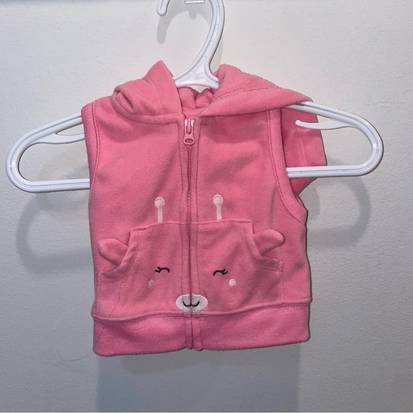 5/$15 Carter's Pink Fleece Baby Vest with Hood - Picture 1 of 6